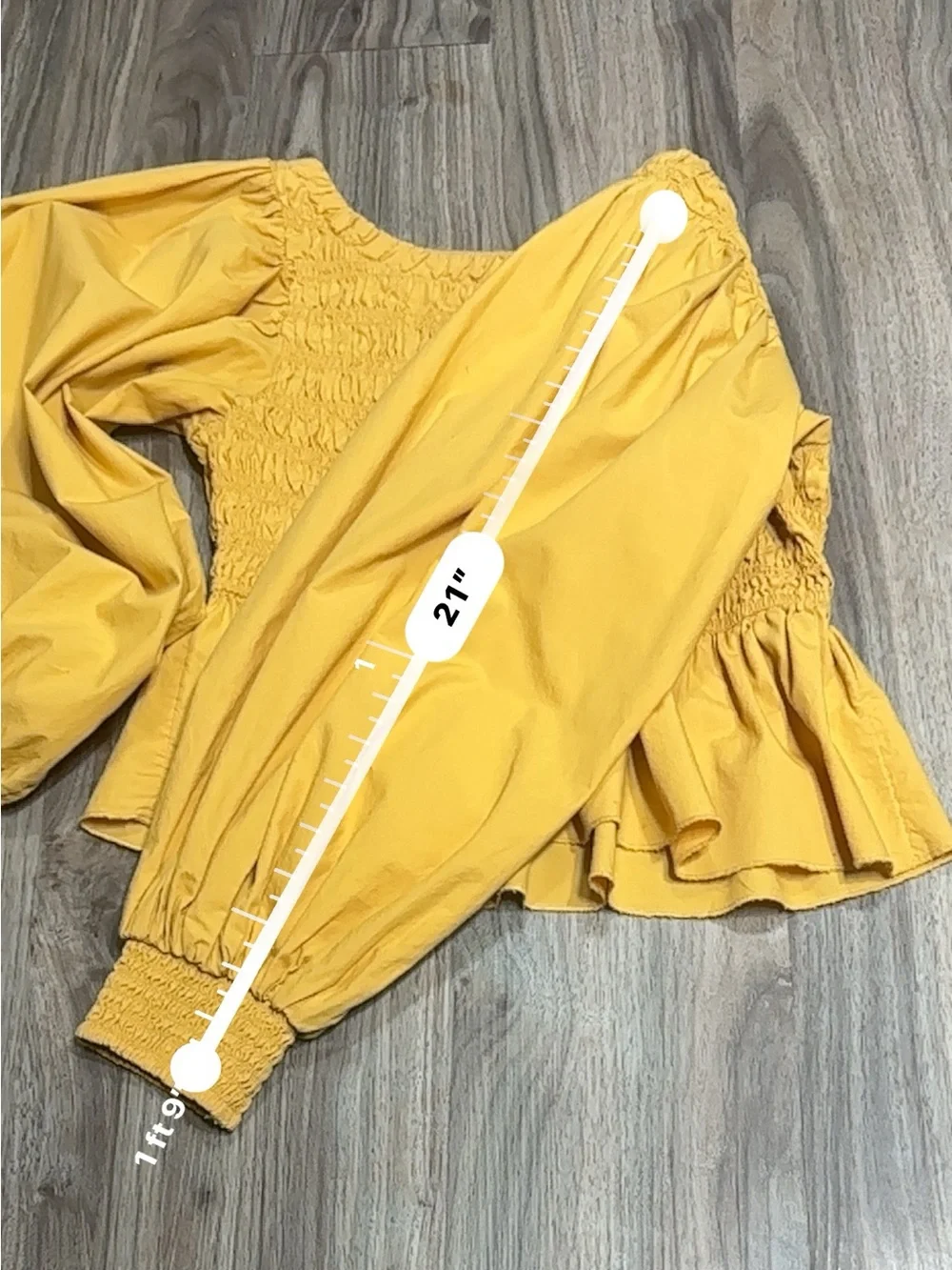 Free People mustard Yellow Smocked Peplum Blouse.